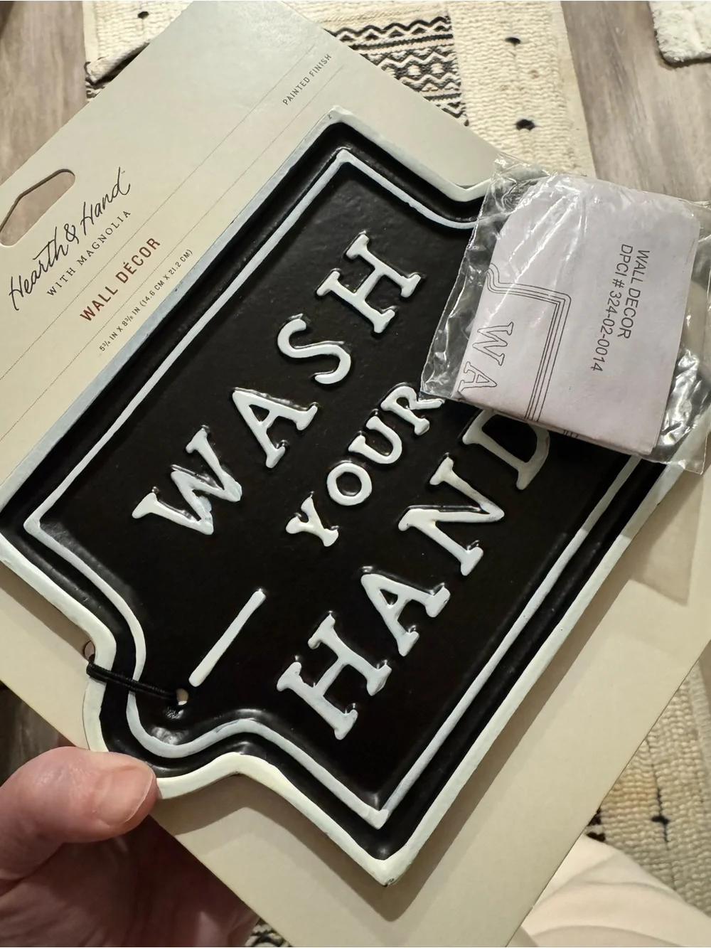Hearth & Hand Black and White 'Wash Your Hands' Farmhouse Wall Sign